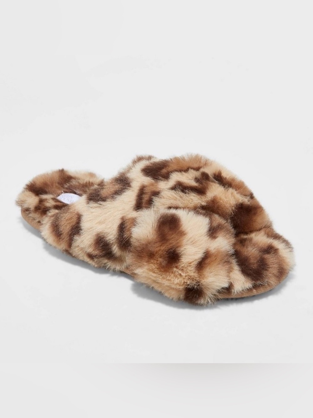 Stars Above Leopard Faux Fur Slippers Brown Crossband Cozy XL 11 12
